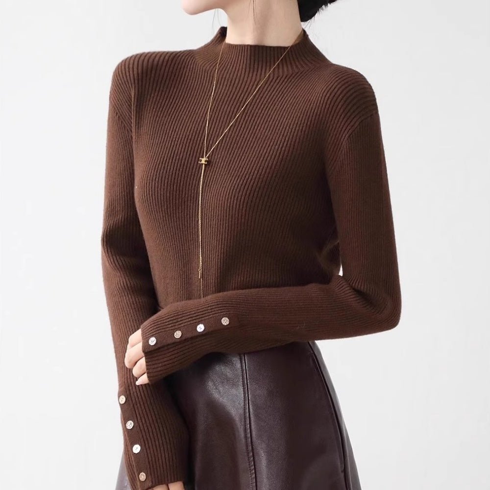 ゴールドボタンリブニット|オフィスカジュアル レディース 通販【ミレジェネ】