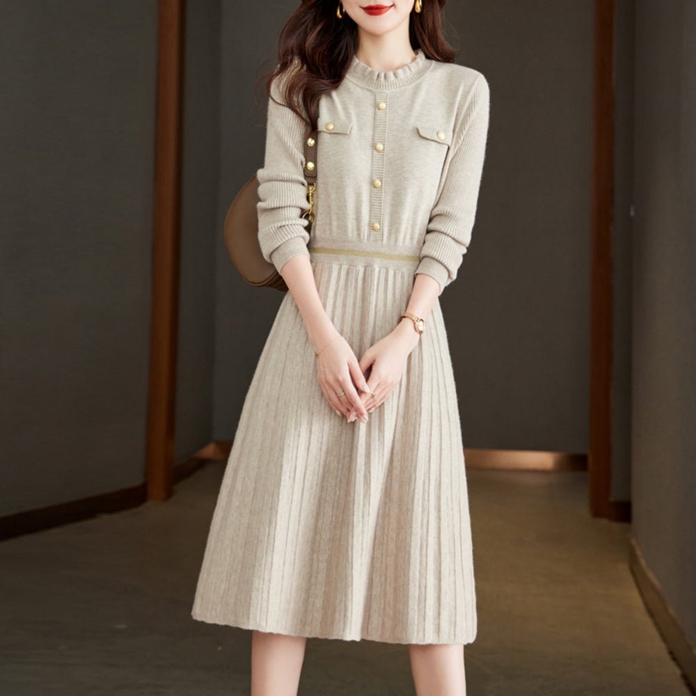 プリーツ切替ニットワンピース|オフィスカジュアル レディース 通販【ミレジェネ】