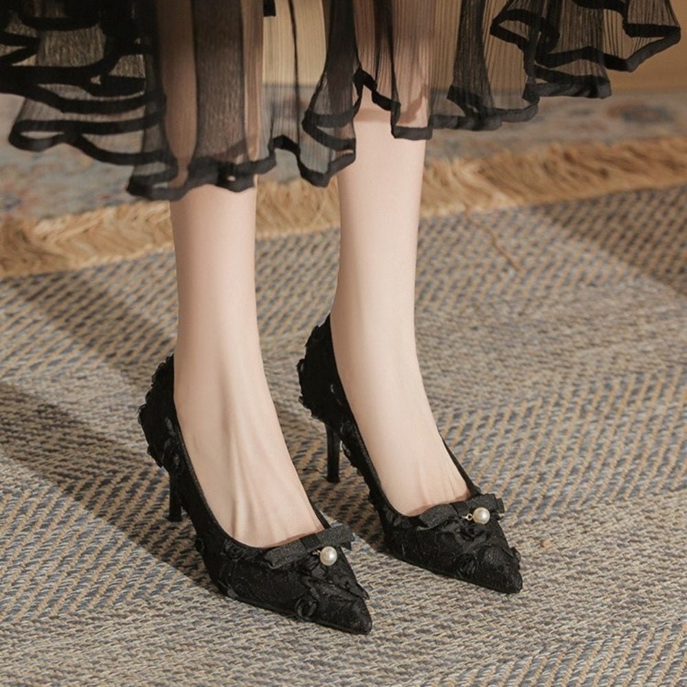 レース地リボンパンプス|オフィスカジュアル レディース 通販【ミレジェネ】