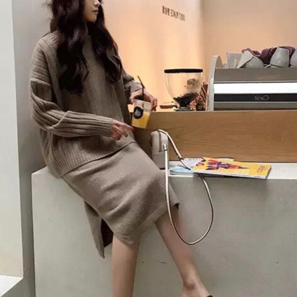 オフィスカジュアル 冬 ツーピースニットワンピ ミレジェネ