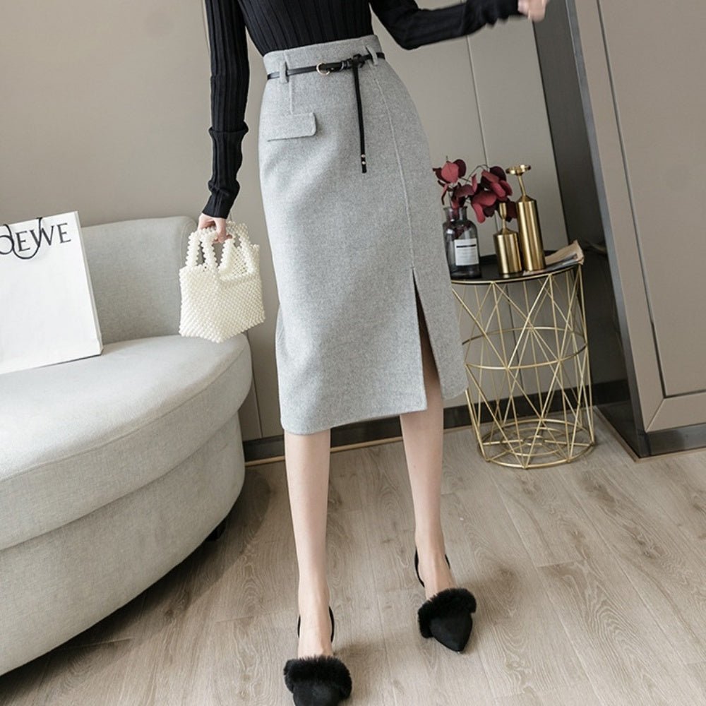 ハイウエストスリットひざ丈スカート|オフィスカジュアル レディース 通販【ミレジェネ】