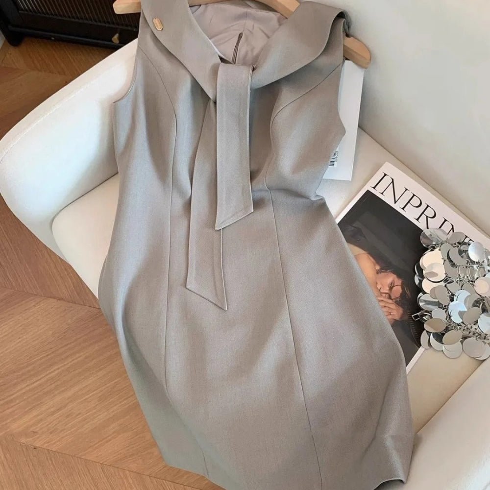 セーラーカラー ボウタイ付きノースリーブワンピース|オフィスカジュアル レディース 通販【ミレジェネ】