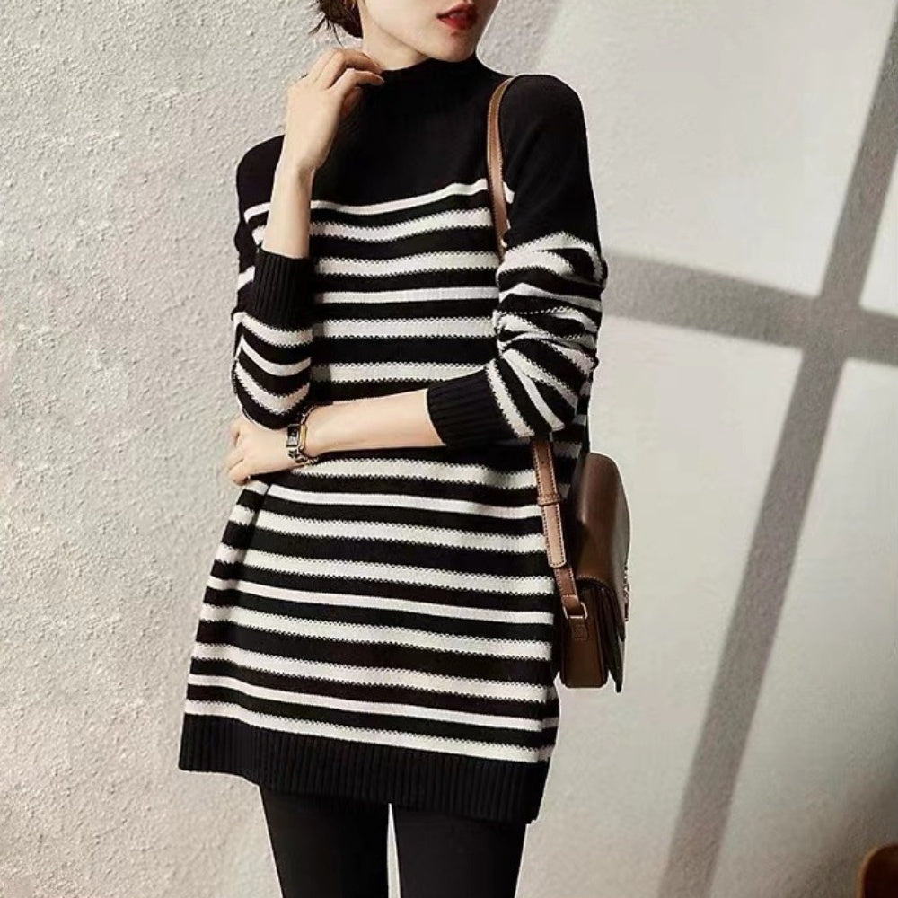 ボーダーハイネックニット|オフィスカジュアル レディース 通販 Millennial Generation【ミレジェネ】