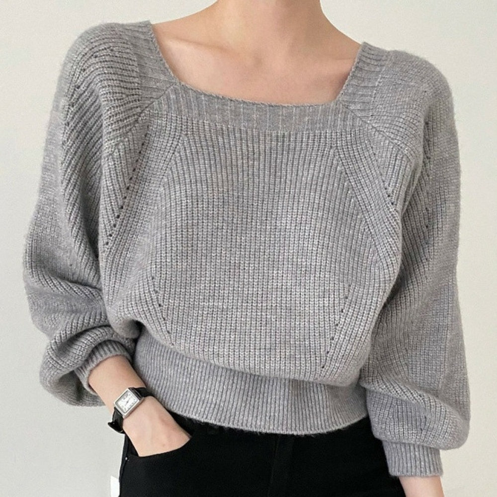 スクエアネックゆったりニットトップス|オフィスカジュアル レディース 通販【ミレジェネ】