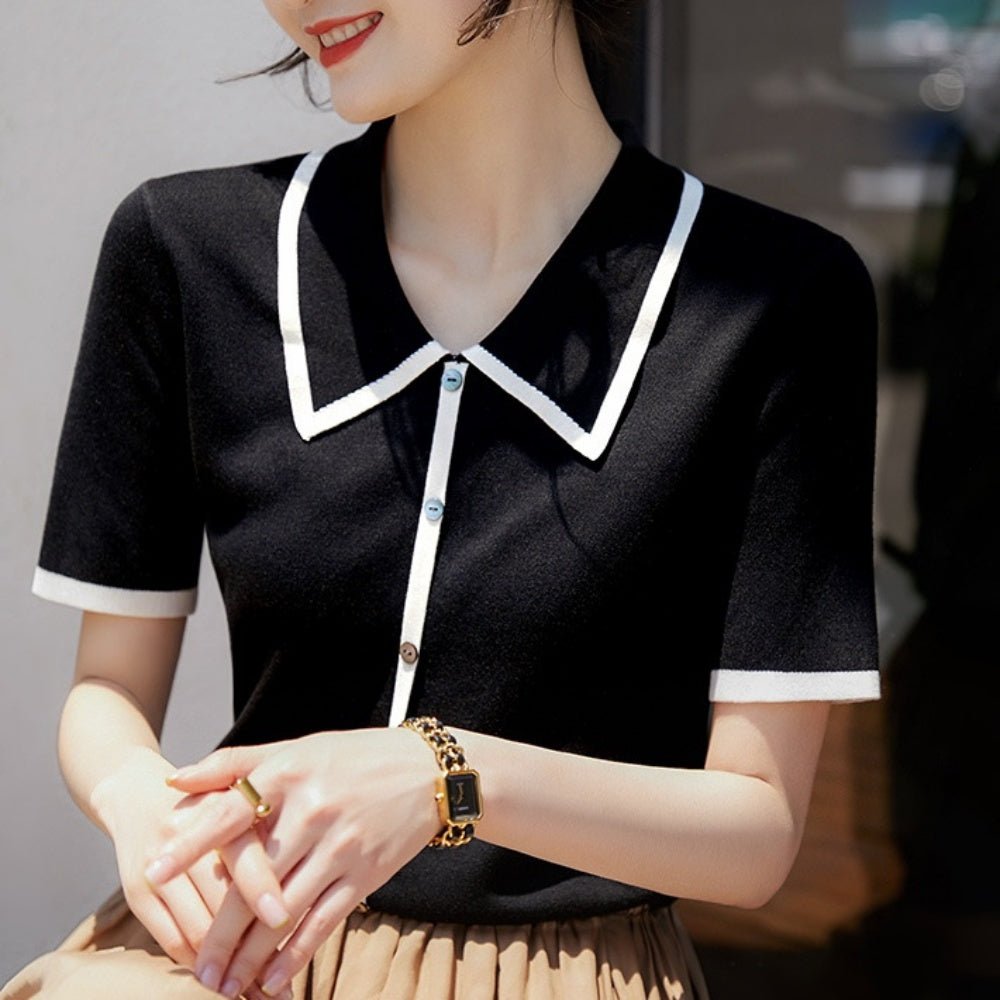 バイカラー半袖ニット|オフィスカジュアル レディース 通販【ミレジェネ】