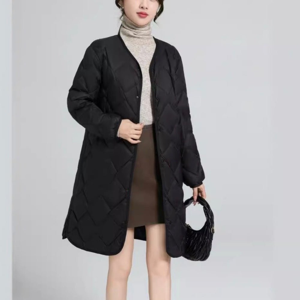 ラウンドネックミドル丈ダウンジャケット|オフィスカジュアル レディース 通販【ミレジェネ】