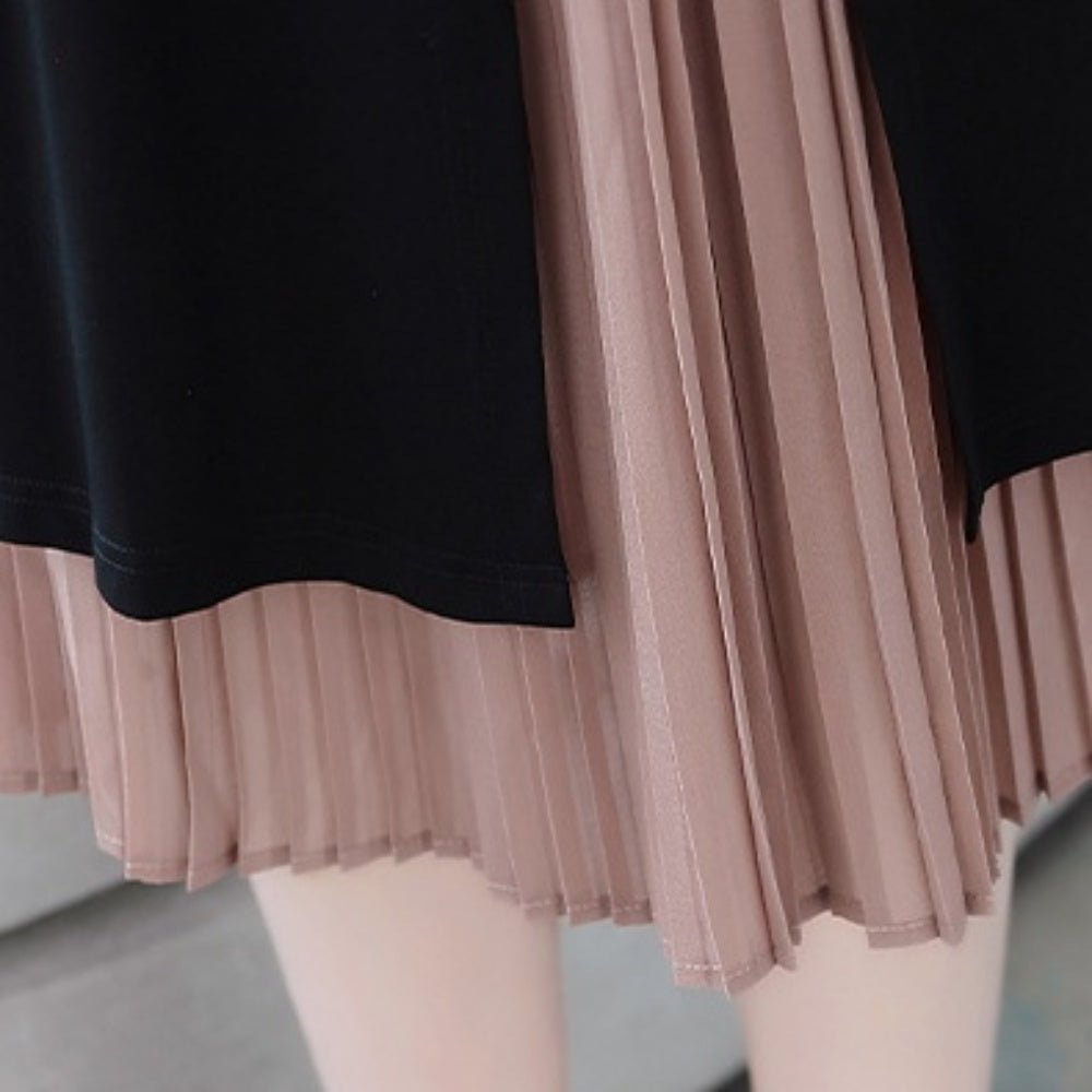 ベルト付きプリーツ切り替え半袖ワンピース|オフィスカジュアル レディース 通販 Millennial Generation【ミレジェネ】