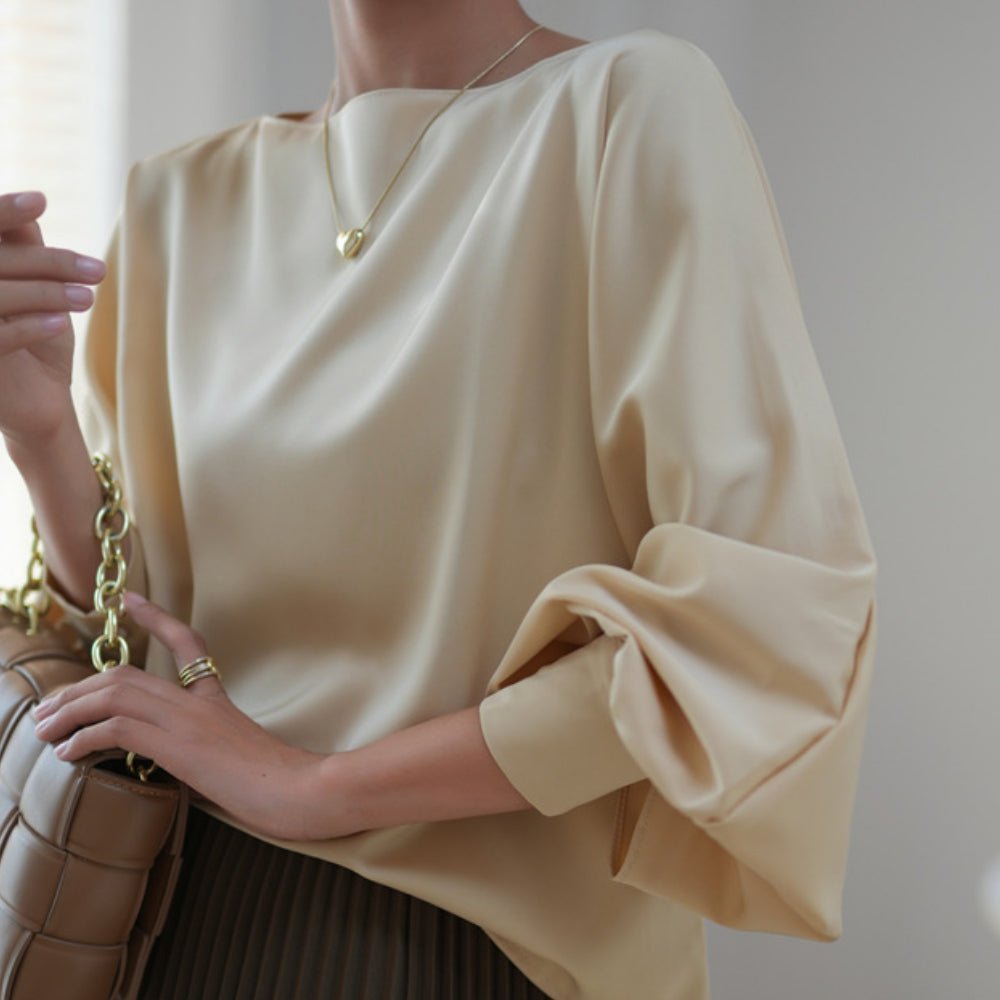 ランタンスリーブラウンドネックブラウス|オフィスカジュアル レディース 通販【ミレジェネ】