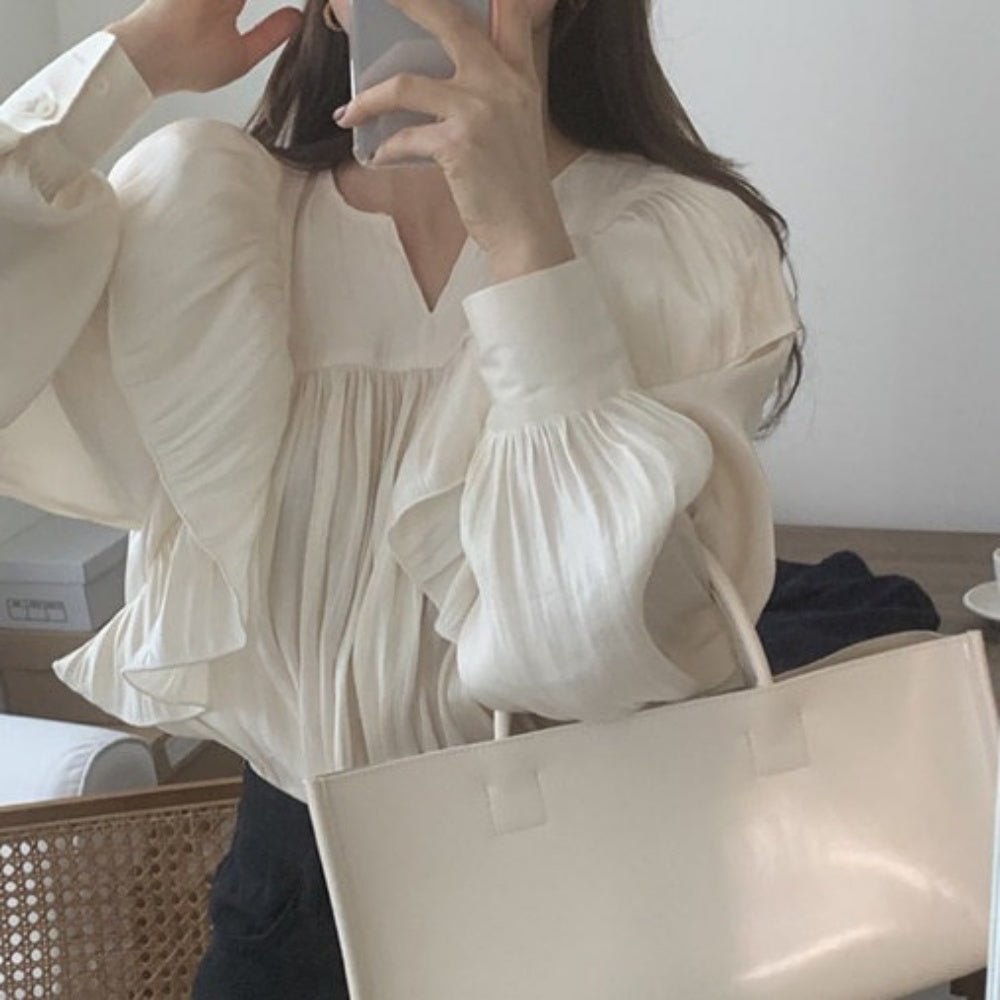 フリルプリーツブラウス|オフィスカジュアル レディース 通販【ミレジェネ】