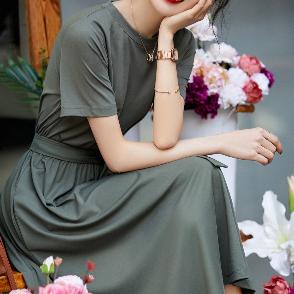 ウエストマーク半袖ワンピース|オフィスカジュアル レディース 通販【ミレジェネ】