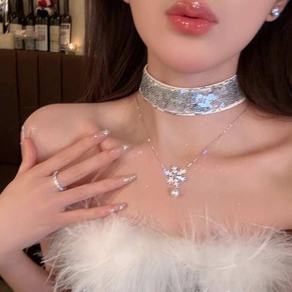 スノーフレークドロップパールネックレス|オフィスカジュアル レディース 通販【ミレジェネ】