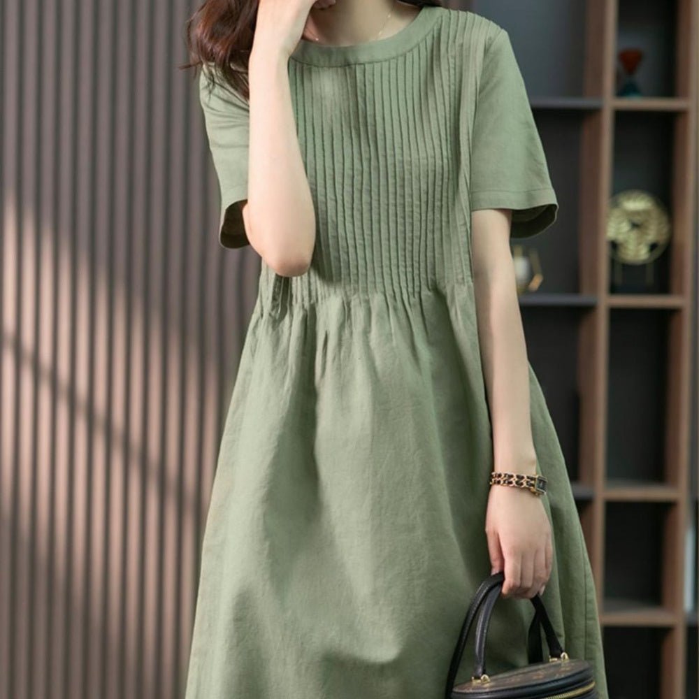 オフィスカジュアル 夏 ピンタックワンピース ミレジェネ