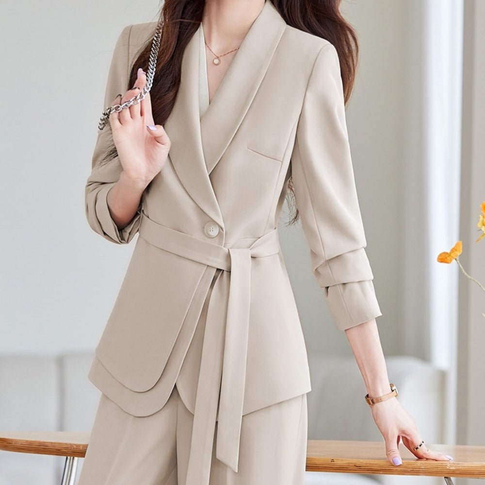 ウエストマークロングジャケット・ワイドパンツセットアップ|オフィスカジュアル レディース 通販【ミレジェネ】