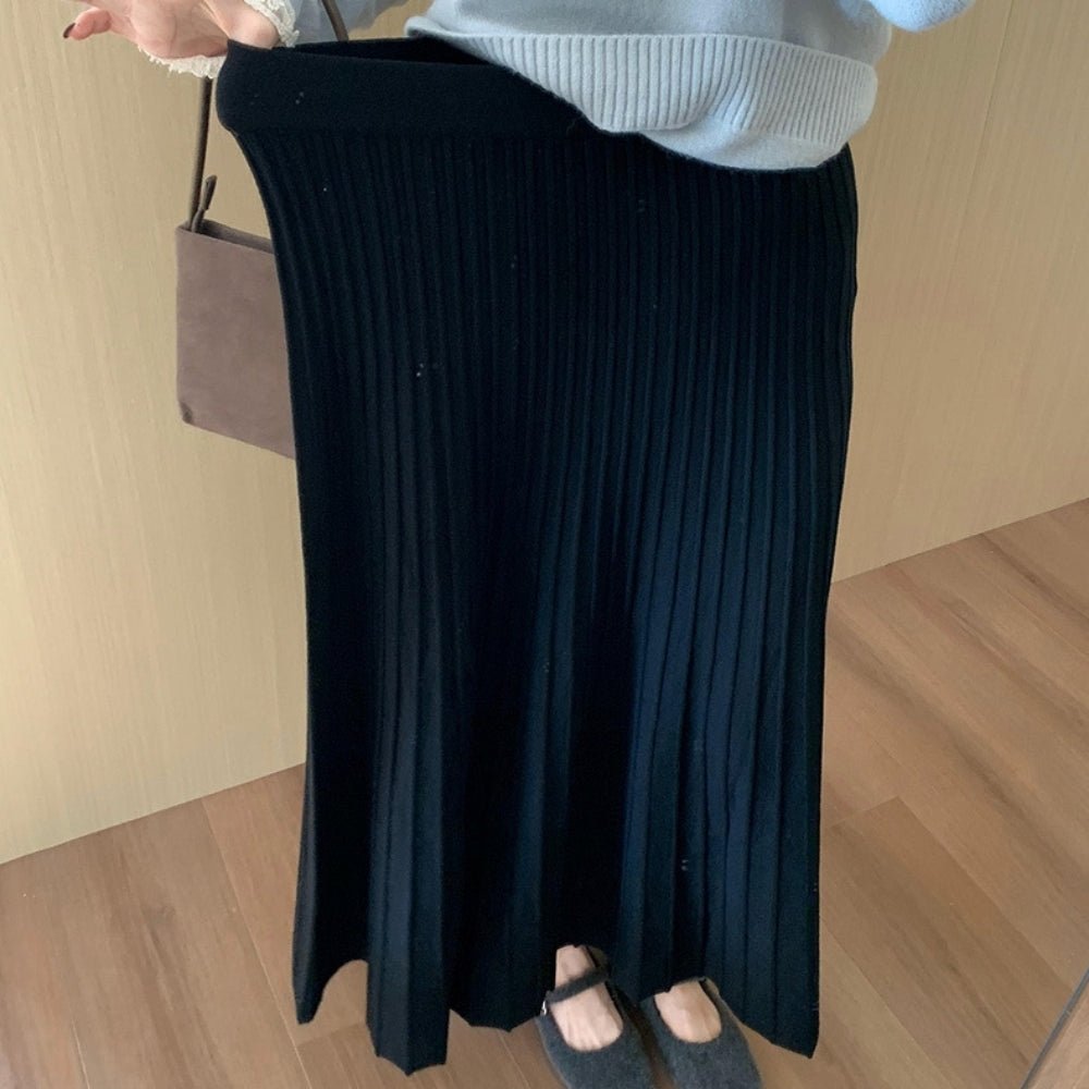 プリーツニットマキシスカート|オフィスカジュアル レディース 通販【ミレジェネ】