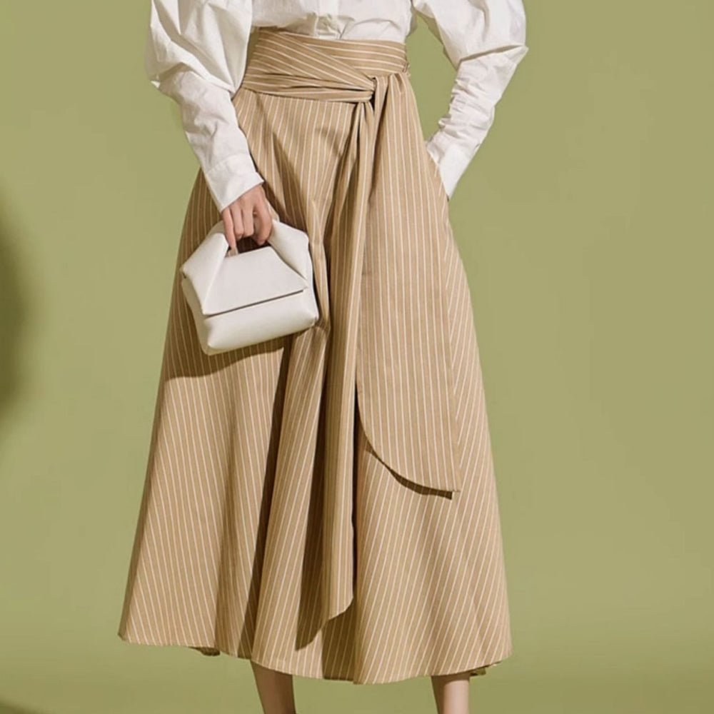 ストライプ柄ロングスカート|オフィスカジュアル レディース 通販【ミレジェネ】