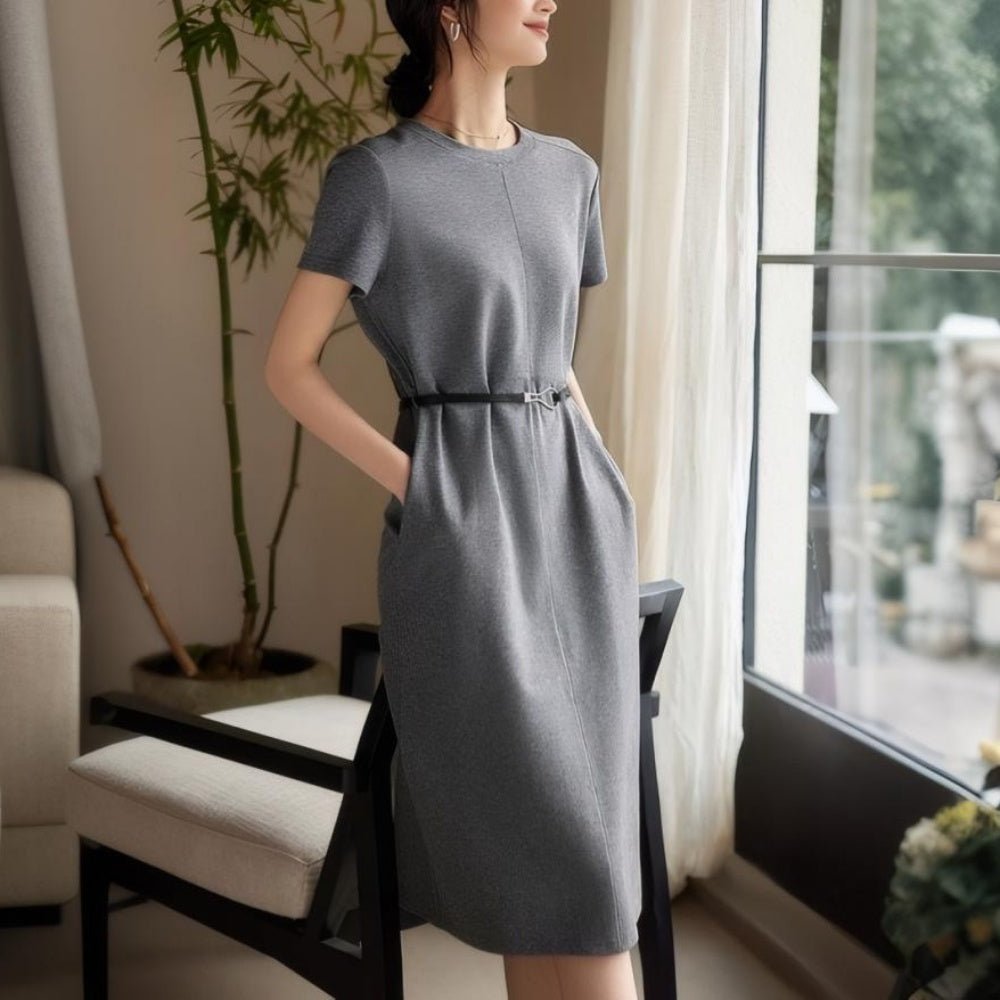 ウエストベルト付ワンピース|オフィスカジュアル レディース 通販【ミレジェネ】