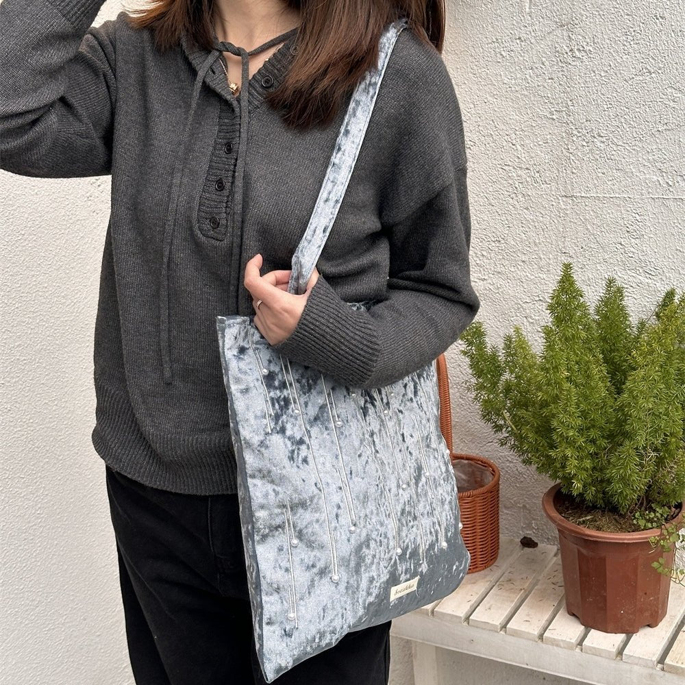 ベロアビーズ縦長トートバッグ|オフィスカジュアル レディース 通販【ミレジェネ】