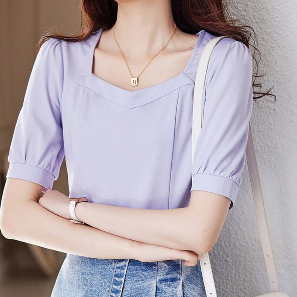 スクエアネックパフスリーブトップス|オフィスカジュアル レディース 通販【ミレジェネ】