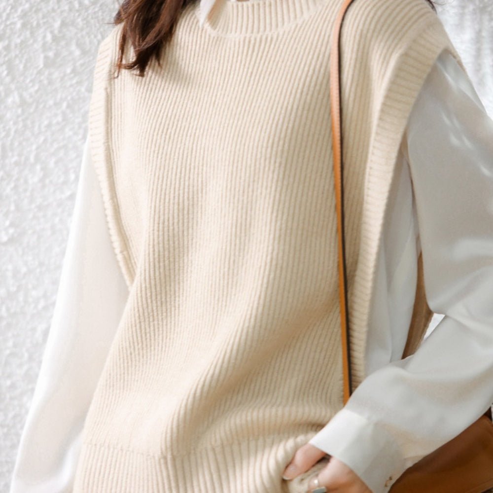 ラウンドネックニットベスト|オフィスカジュアル レディース 通販 Millennial Generation【ミレジェネ】