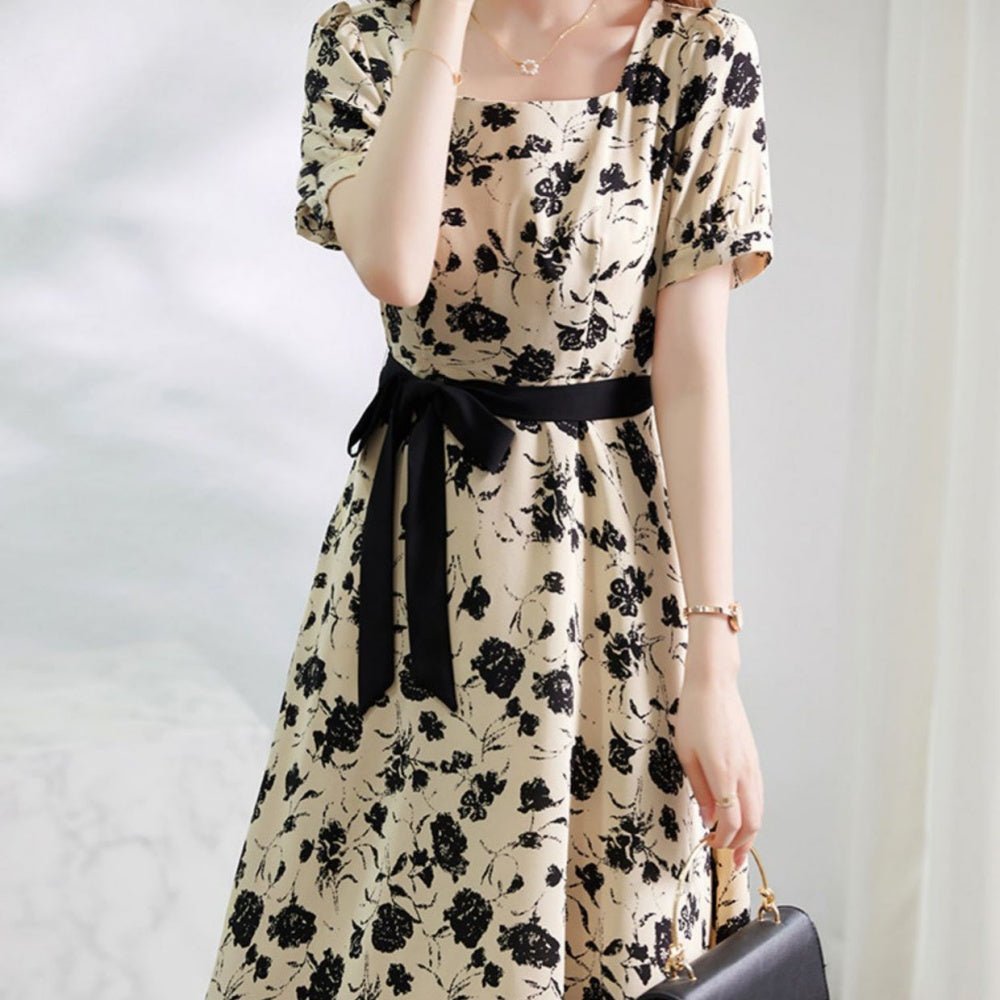 レトロ花柄ワンピース|オフィスカジュアル レディース 通販【ミレジェネ】