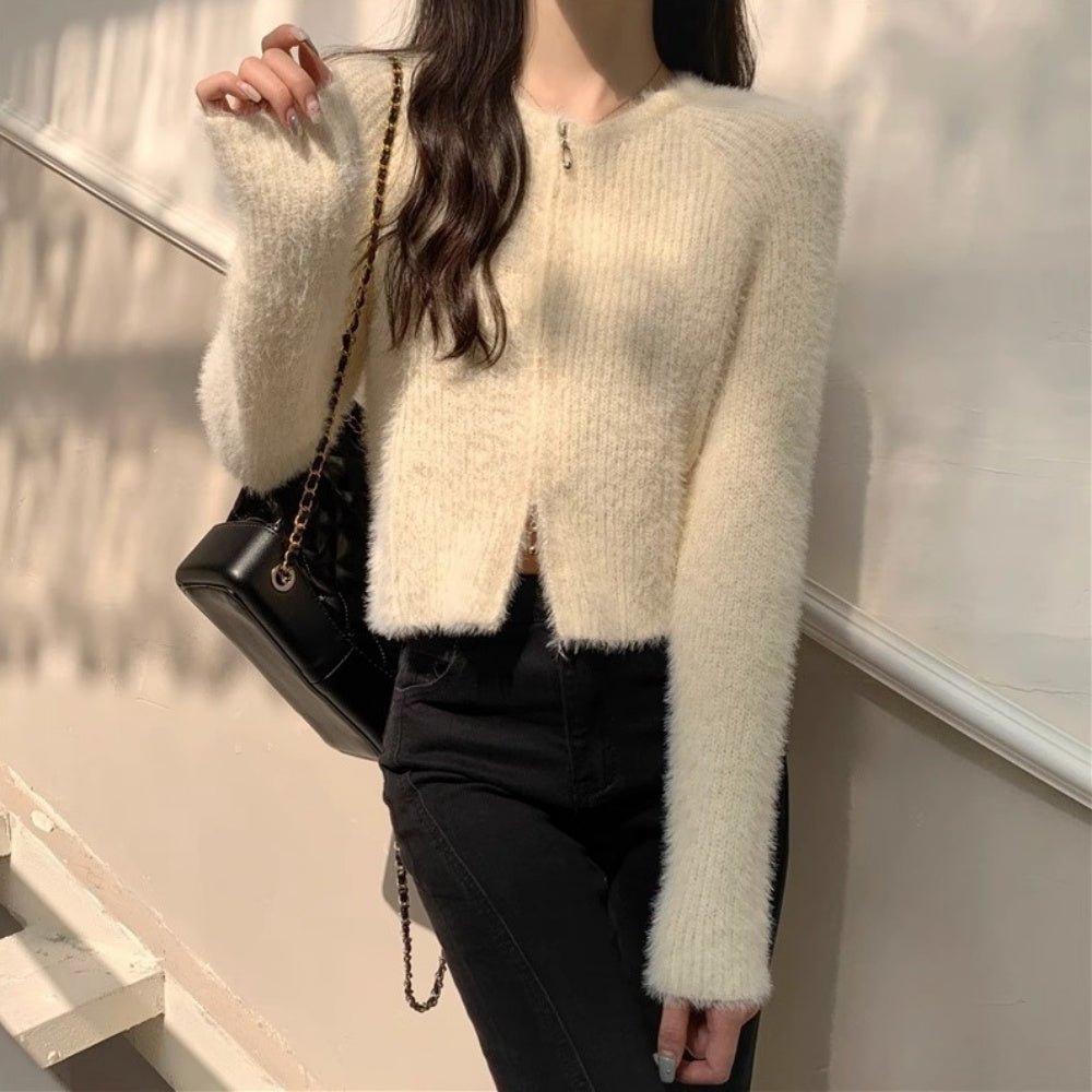 シャギージップアップカーディガン|オフィスカジュアル レディース 通販【ミレジェネ】