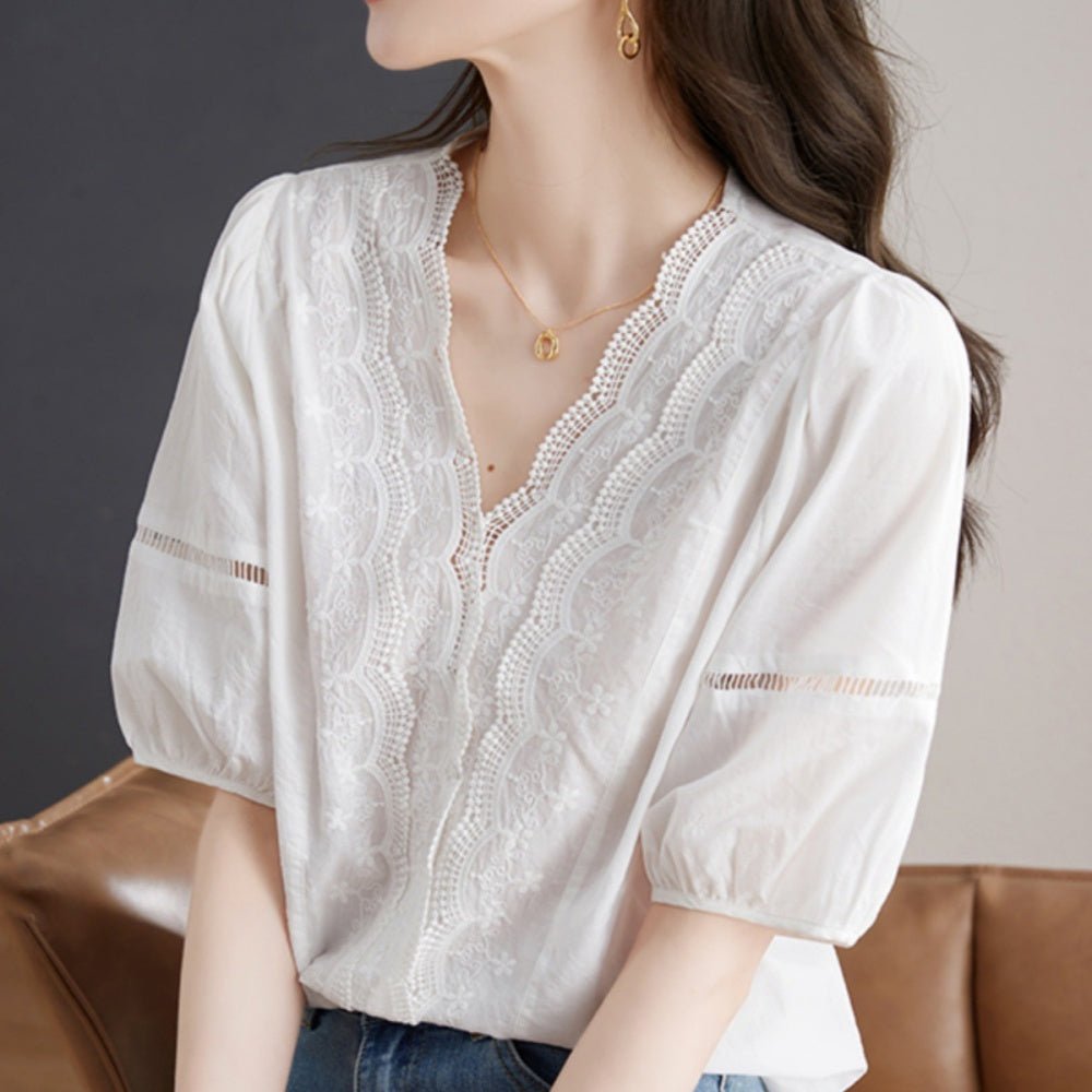 スカラップレースブラウス|オフィスカジュアル レディース 通販【ミレジェネ】