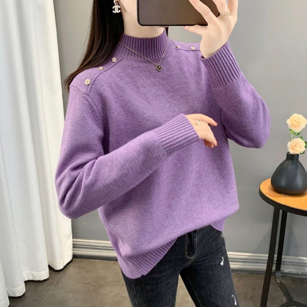 ショルダーボタンハイネックニットセーター|オフィスカジュアル レディース 通販 Millennial Generation【ミレジェネ】