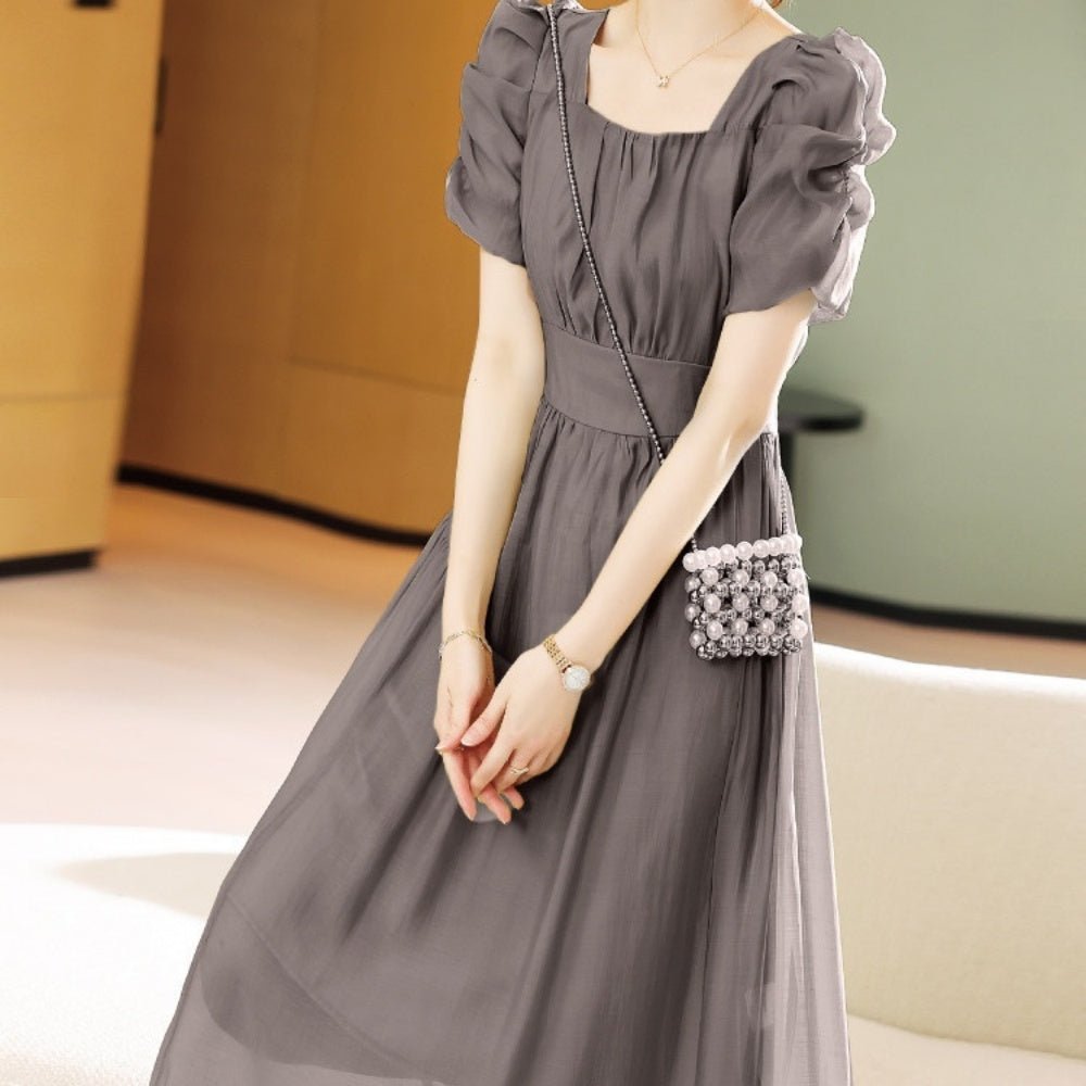 袖コンシャススクエアネックワンピース|オフィスカジュアル レディース 通販【ミレジェネ】