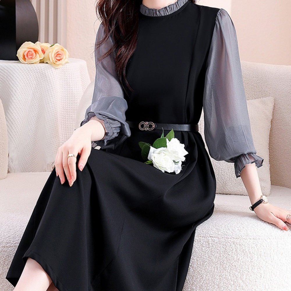 異素材切替モノトーンワンピース|オフィスカジュアル レディース 通販【ミレジェネ】