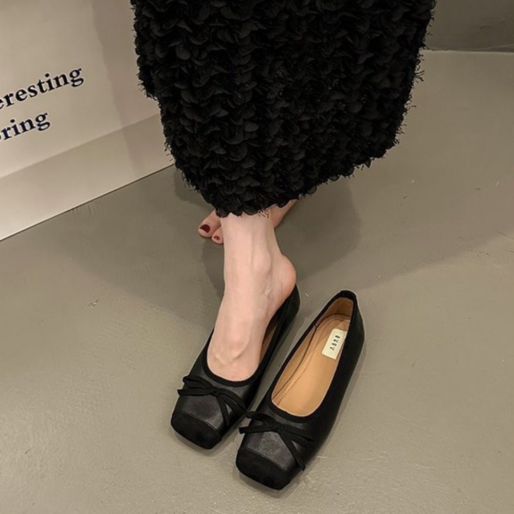 スクエアトゥーリボンパンプス|オフィスカジュアル レディース 通販【ミレジェネ】