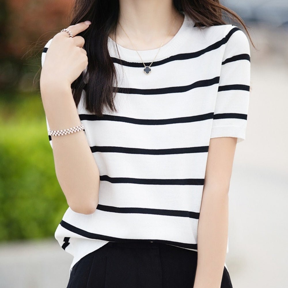 フレンチボーダー薄ニットトップス|オフィスカジュアル レディース 通販【ミレジェネ】