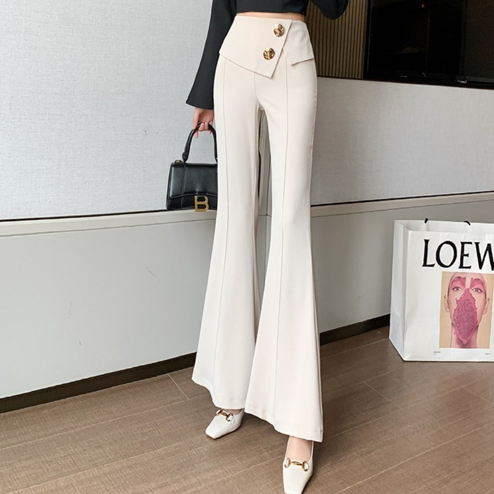 フロントアシメデザインフレアパンツ|オフィスカジュアル レディース 通販【ミレジェネ】