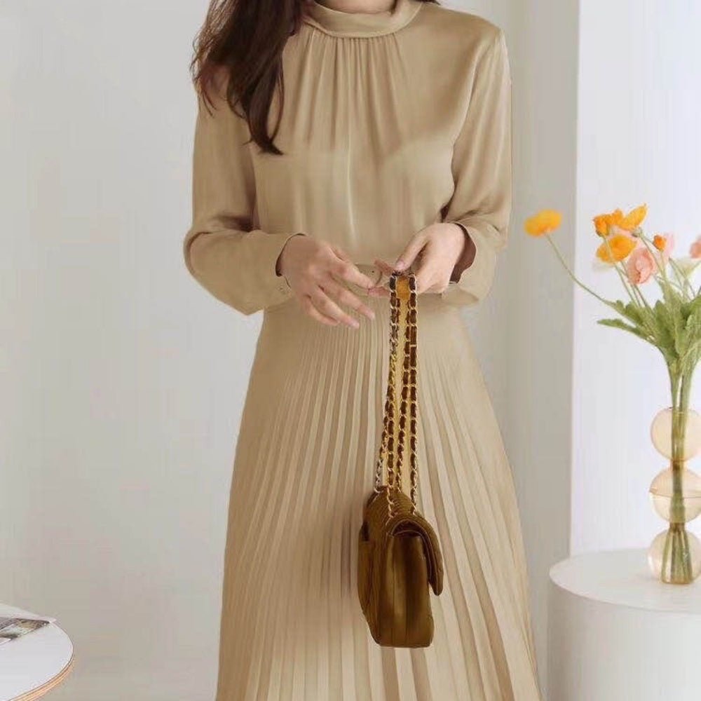 後ろリボンベルト付きプリーツワンピース|オフィスカジュアル レディース 通販【ミレジェネ】