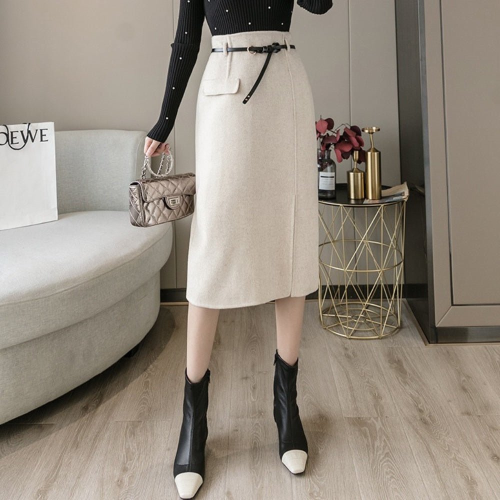 ハイウエストスリットひざ丈スカート|オフィスカジュアル レディース 通販【ミレジェネ】