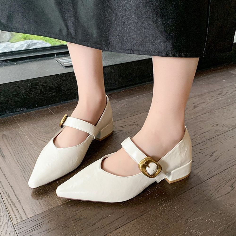 ポインテッドトゥ太ストラップパンプス|オフィスカジュアル レディース 通販【ミレジェネ】