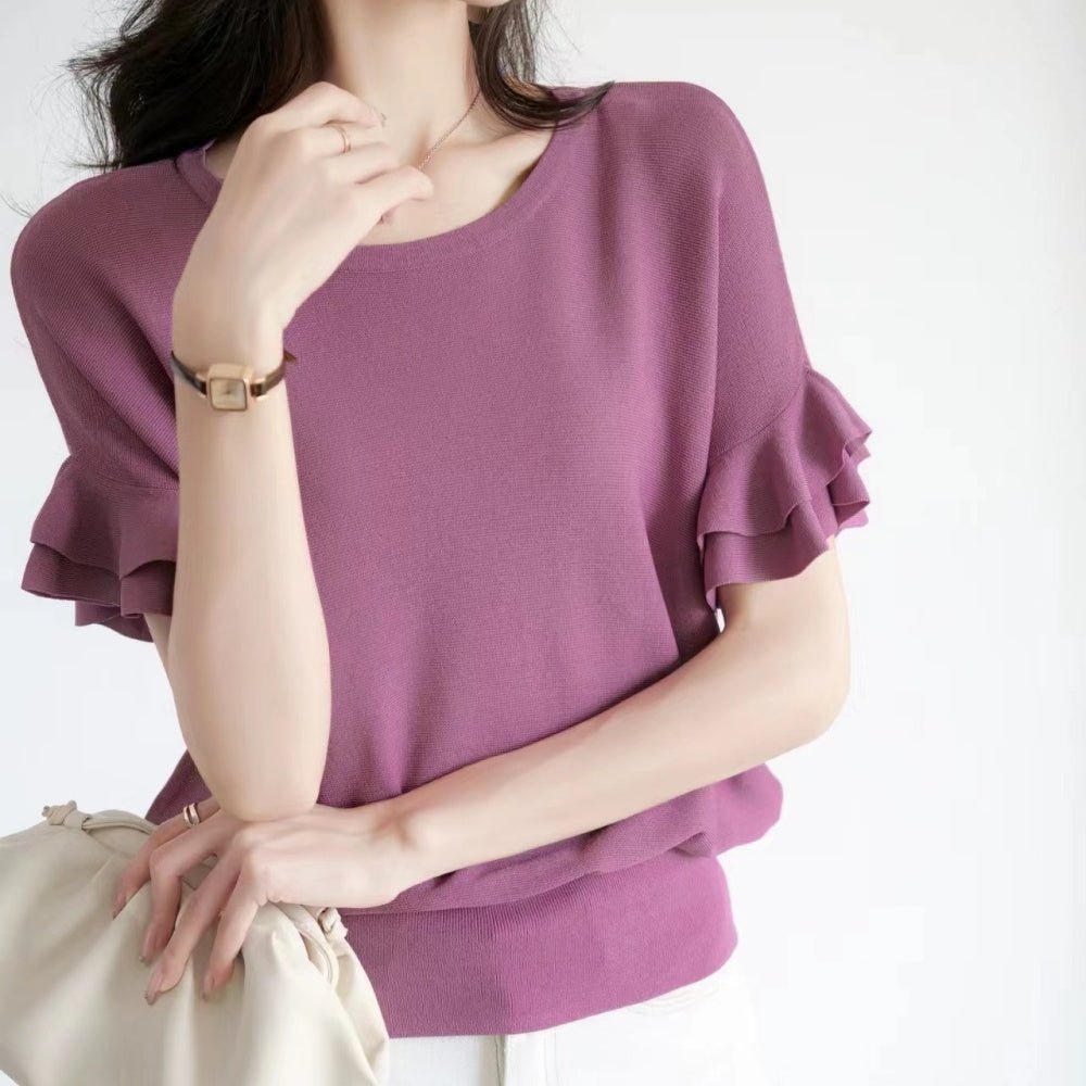 袖フリルニットプルオーバー|オフィスカジュアル レディース 通販【ミレジェネ】