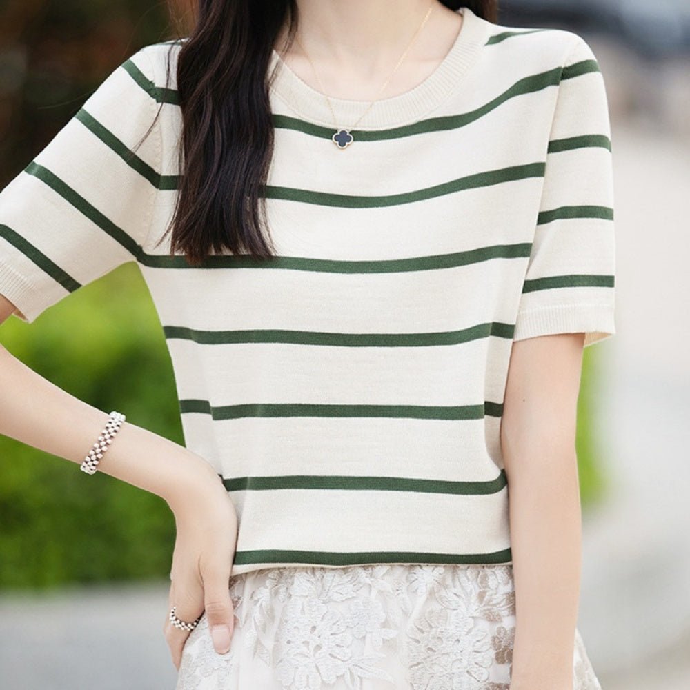 フレンチボーダー薄ニットトップス|オフィスカジュアル レディース 通販【ミレジェネ】