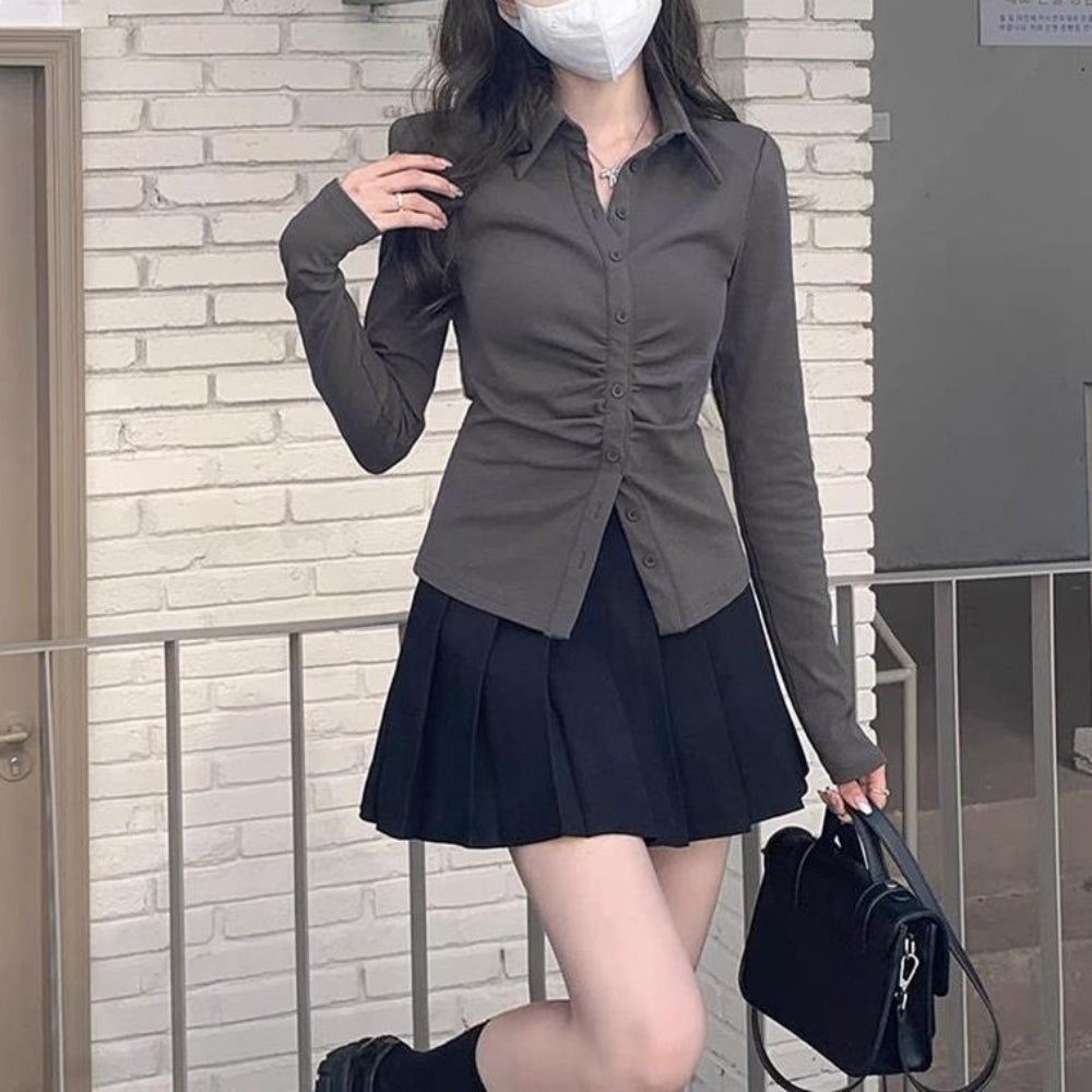 フロントギャザーシャツブラウス|オフィスカジュアル レディース 通販【ミレジェネ】