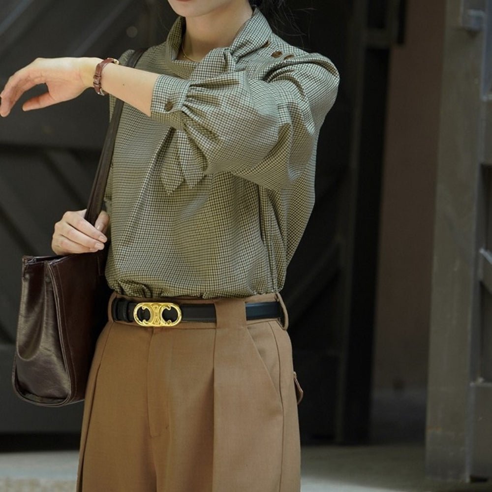 スカーフタイチェックブラウス|オフィスカジュアル レディース 通販【ミレジェネ】