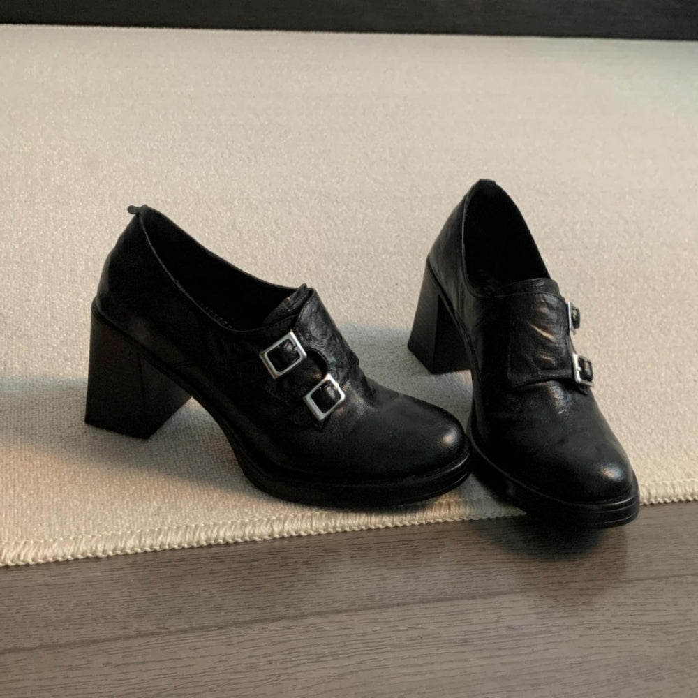 モンクストラップ太ヒールシューズ|オフィスカジュアル レディース 通販【ミレジェネ】