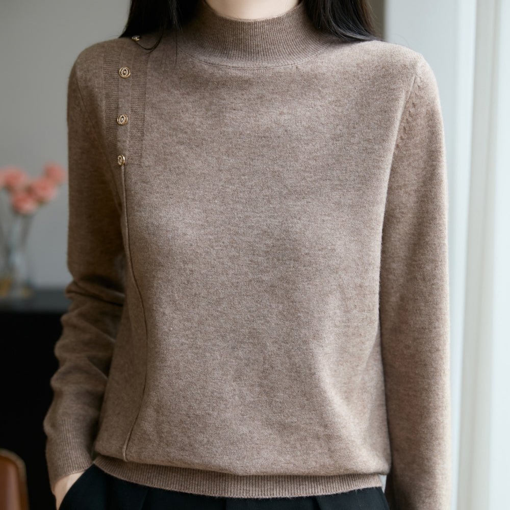 ハイネックボタンデザインニット|オフィスカジュアル レディース 通販【ミレジェネ】