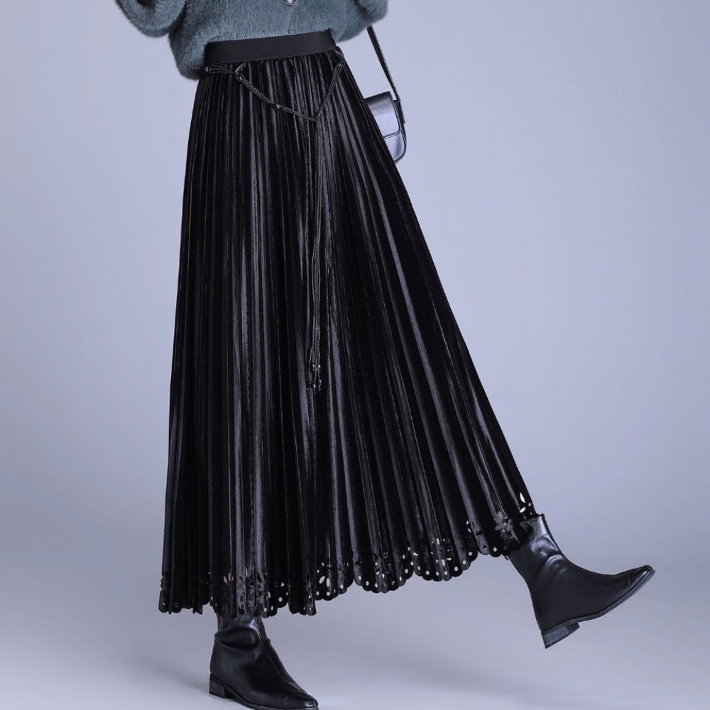 ベルベットプリーツロングスカート|オフィスカジュアル レディース 通販【ミレジェネ】