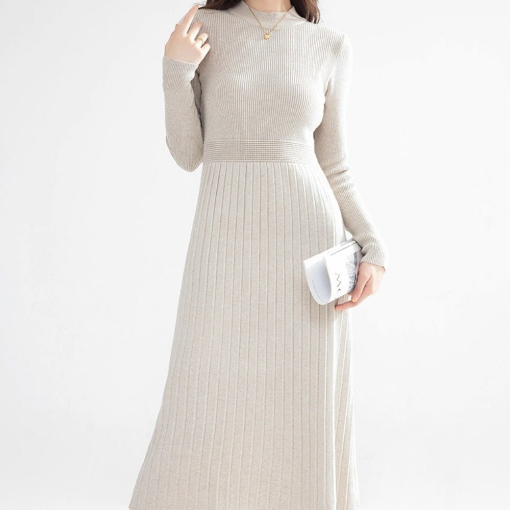 プリーツ風リブニットワンピース|オフィスカジュアル レディース 通販【ミレジェネ】