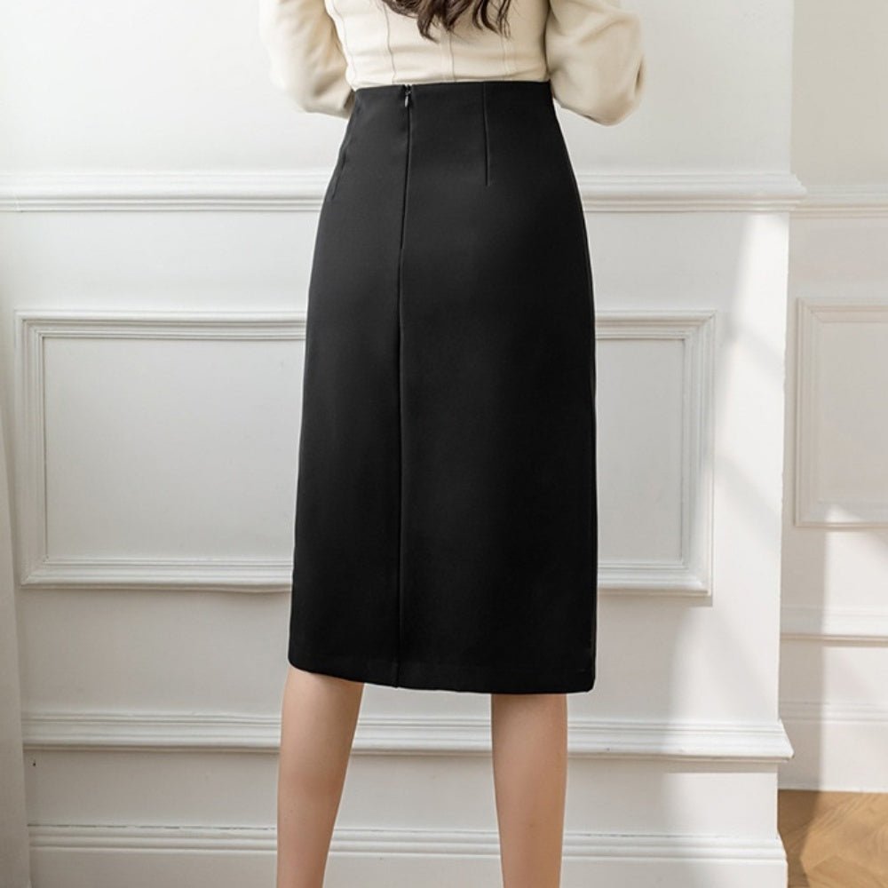 ボタンモチーフラップスカート|オフィスカジュアル レディース 通販【ミレジェネ】