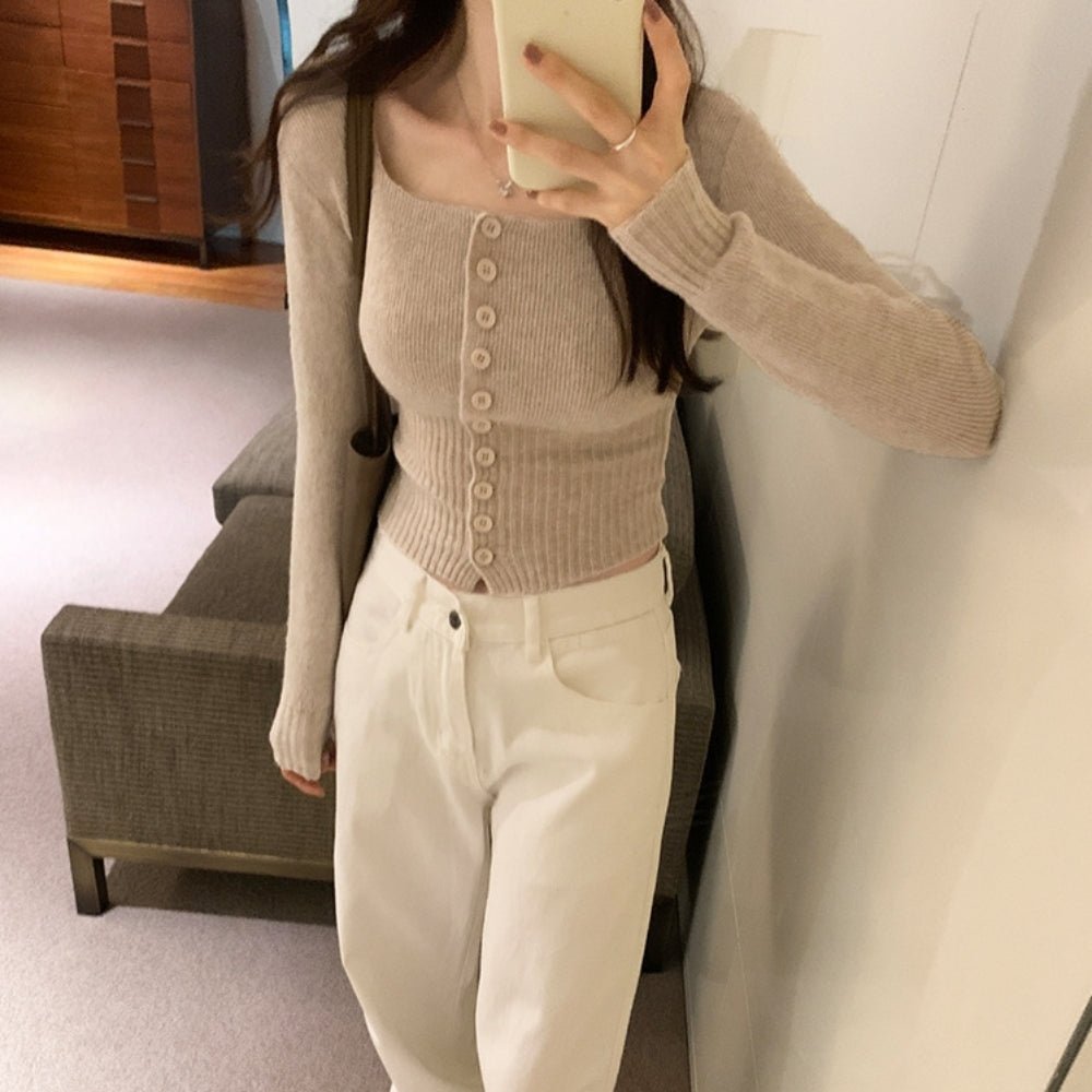 ベーシックスクエアネックカーディガン|オフィスカジュアル レディース 通販【ミレジェネ】