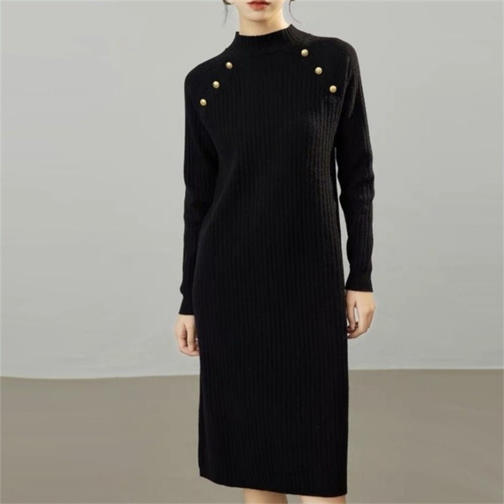 金ボタンハイネックワンピース|オフィスカジュアル レディース 通販 Millennial Generation【ミレジェネ】