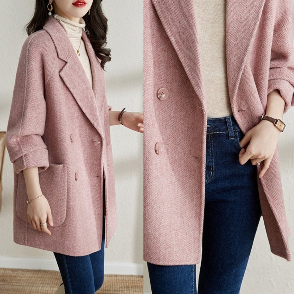 ヘリンボーンダブルブレストコート|オフィスカジュアル レディース 通販 Millennial Generation【ミレジェネ】