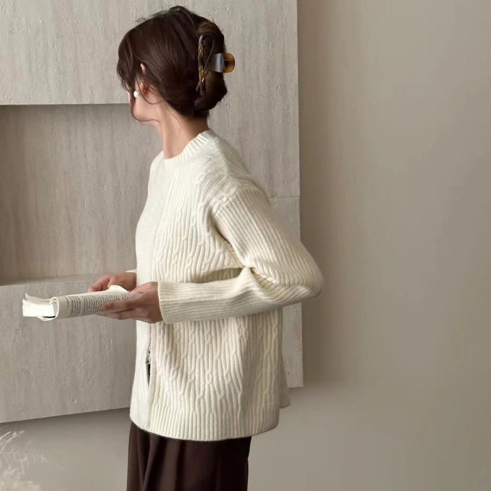 ラウンドネックジップセーター|オフィスカジュアル レディース 通販 Millennial Generation【ミレジェネ】