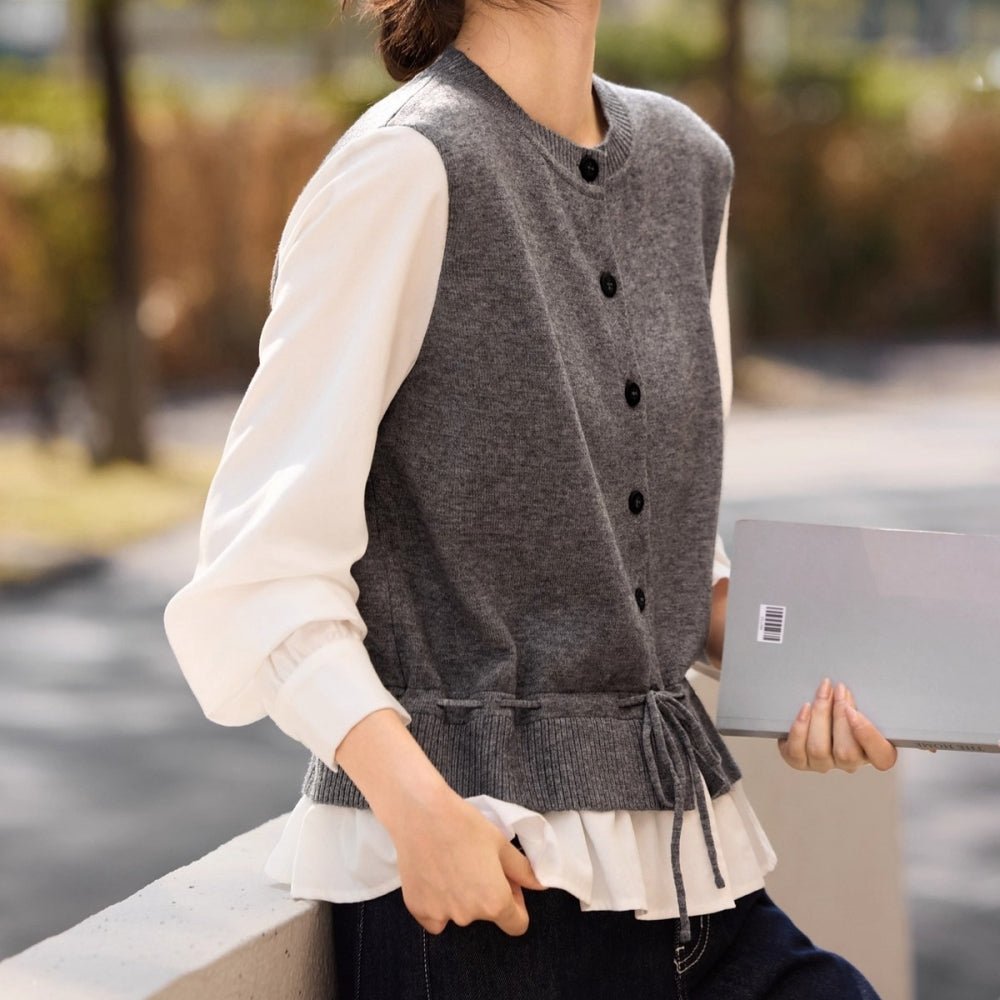 異素材ドッキングトップス|オフィスカジュアル レディース 通販【ミレジェネ】