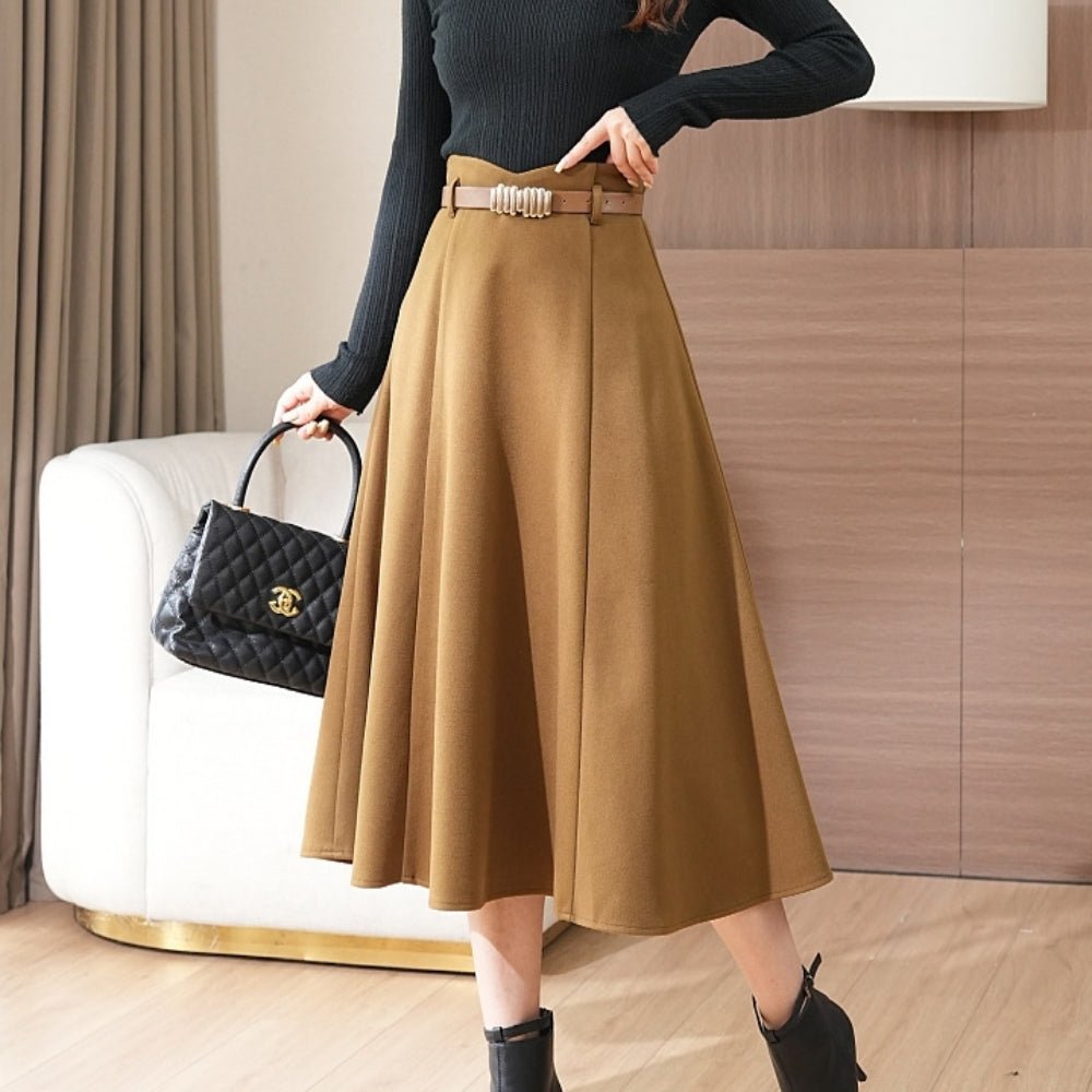ベルト付きフレアスカート|オフィスカジュアル レディース 通販【ミレジェネ】